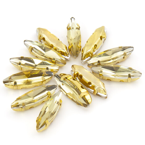 Стразы в золотых цапах Лодочка 4х15 мм Желтый 10 шт.