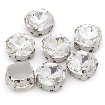 Стразы в цапах Круглые огранка 10 мм Прозрачный 10 шт.