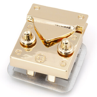 Замок для сумки защелка с двумя кнопками 36х30х7 мм 1 шт. Золотистый