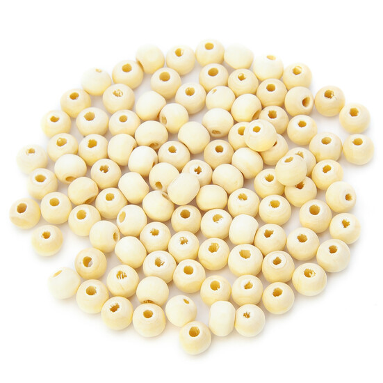 Бусины деревянные +-100 шт. 6 мм отверстие 1,5 мм Натуральный