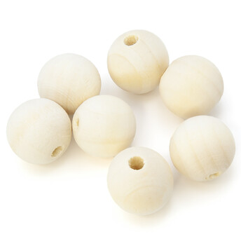 Бусины деревянные +-15 шт. 18 мм отверстие 4 мм Натуральный