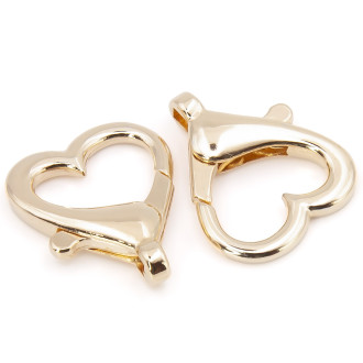 Застежка карабин Cердце, в уп. 1 шт. 22х26мм, цвет Золотистый