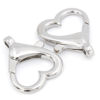 Застежка карабин Cердце, в уп. 1 шт. 22х26мм, цвет Платина