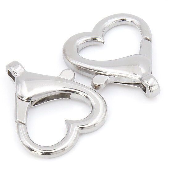 Застежка карабин Cердце, в уп. 1 шт. 22х26мм, цвет Платина