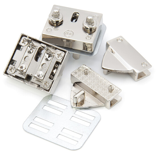 Замок для сумки защелка с двумя кнопками 36х30х7 мм 1 шт. Платина