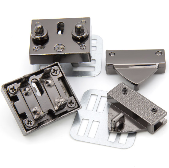 Замок для сумки защелка с двумя кнопками 36х30х7 мм 1 шт. Черный Никель