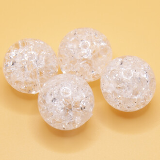 Намистини пластикові кракелюр 16 мм отвір 2,5 мм Прозорий +-20 г (+-8 шт.)