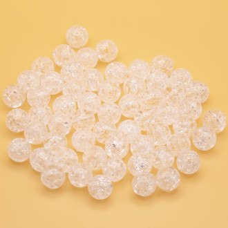 Бусины пластиковые кракелюр 10 мм отверстие 2 мм Прозрачный +-20 г (+-35 шт.)