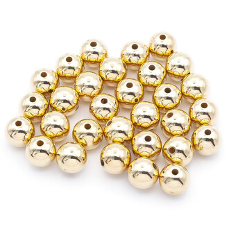 Бусины пластиковые под металл 10 мм Золотистый светлый +-20 г (+-35 шт.)