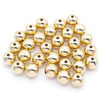 Бусины пластиковые под металл 10 мм Золотистый светлый +-20 г (+-35 шт.)