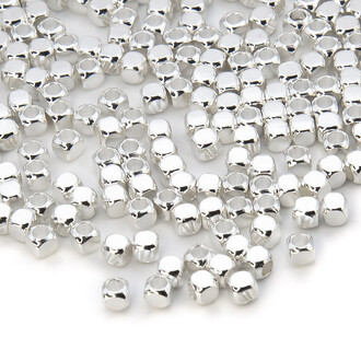 Бусины металлические Куб, +-10 шт. 3х3 мм отв. 1,4 мм Серебристый