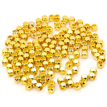 Бусины металлические Куб, +-10 шт. 4х4 мм отв. 2,8 мм Золотистый яркий