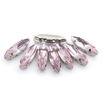 Стразы в цапах пришивные Лодочка 4х15 мм Розовый светлый 10 шт.