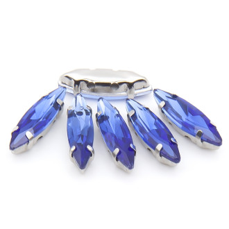 Стразы в цапах пришивные Лодочка 4х15 мм Синий 10 шт.