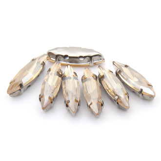 Стразы в цапах пришивные Лодочка 4х15 мм Шампань 10 шт.