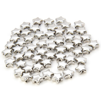 Бусины пластиковые Звезда +-50 шт. 4х9 мм Платина