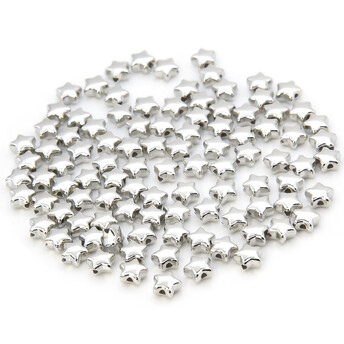 Бусины пластиковые Звезда +-100 шт. 3х6 мм Платина