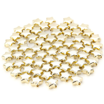 Бусины пластиковые Звезда +-50 шт. 4х9 мм Золотистый