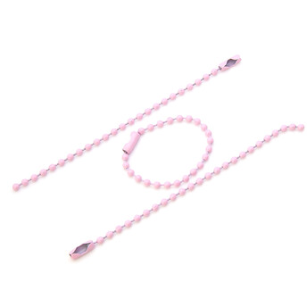 Цепь шариковая для брелков +-20 шт. 2,4х100 мм Розовый светлый