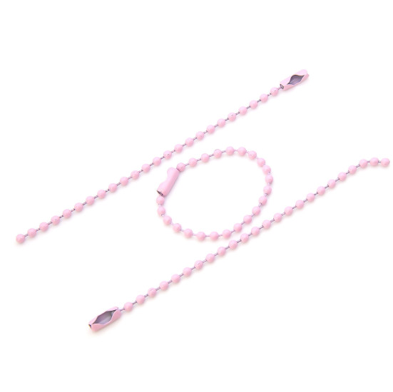 Цепь шариковая для брелков +-20 шт. 2,4х100 мм Розовый светлый