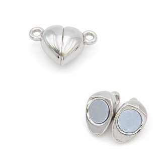 Замок магнитный Сердце 15х10 мм Серебро 1 шт.