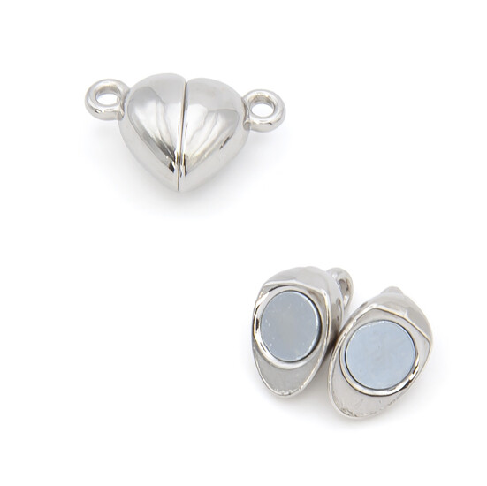 Замок магнитный Сердце 15х10 мм Серебро 1 шт.