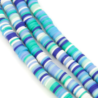 Бусины из полимерной глины Круг 6х1 мм Разноцветный (преем. голубой) +-40 см (+-350 шт.)