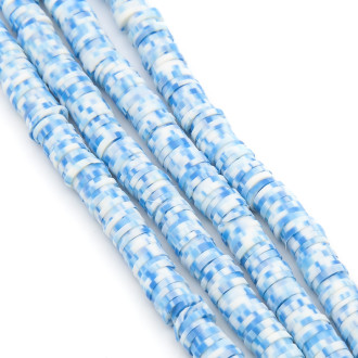 Бусины из полимерной глины Круг 6х1 мм Голубой с белым +-40 см (+-350 шт.)