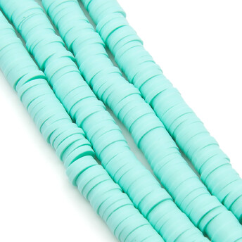 Бусины из полимерной глины Круг 6х1 мм Бирюзовый +-40 см (+-350 шт.)