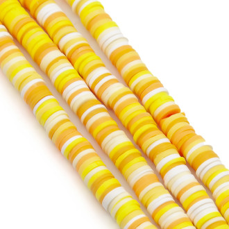 Бусины из полимерной глины Круг 6х1 мм Разноцветный (преем. желтый) +-40 см (+-350 шт.)