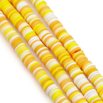 Бусины из полимерной глины Круг 6х1 мм Разноцветный (преем. желтый) +-40 см (+-350 шт.)