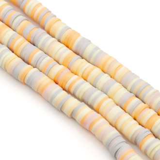 Бусины из полимерной глины Круг 6х1 мм Разноцветный (преем. бежевый) +-40 см (+-350 шт.)