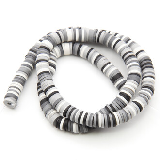 Бусины из полимерной глины Круг 6х1 мм Разноцветный (преем. серый) +-40 см (+-350 шт.)