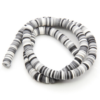 Бусины из полимерной глины Круг 6х1 мм Разноцветный (преем. серый) +-40 см (+-350 шт.)