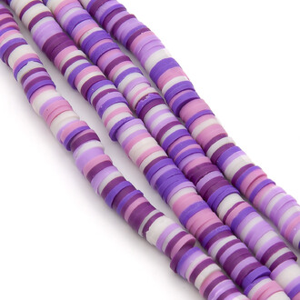 Бусины из полимерной глины Круг 6х1 мм Разноцветный (преем. сиреневый) +-40 см (+-350 шт.)