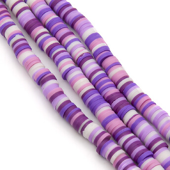 Бусины из полимерной глины Круг 6х1 мм Разноцветный (преем. сиреневый) +-40 см (+-350 шт.)