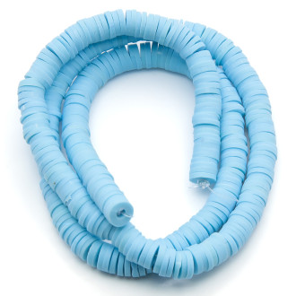 Бусины из полимерной глины Круг 6х1 мм Голубой светлый +-40 см (+-350 шт.)