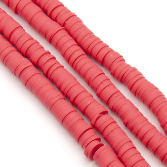 Бусины из полимерной глины Круг 6х1 мм Кораллово-розовый +-40 см (+-350 шт.)