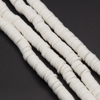 Бусины из полимерной глины Круг 6х1 мм Белый +-40 см (+-350 шт.)