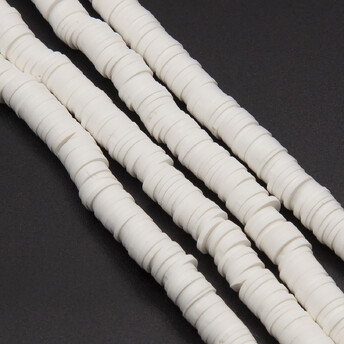 Бусины из полимерной глины Круг 6х1 мм Белый +-40 см (+-350 шт.)