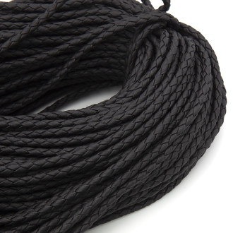 Шнур кожзам Плетеный Матовый 4 мм 1 м Черный