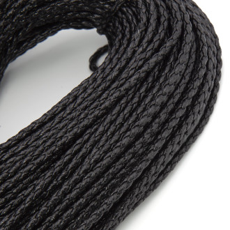 Шнур кожзам Плетеный Глянцевый 3 мм 1 м Черный