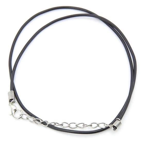 Шнурок на шею каучук 2 мм 45 см.