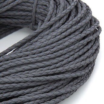 Шнур кожзам Плетеный Матовый 3 мм 1 м Серый