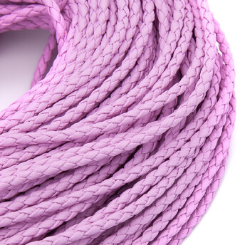 Шнур кожзам Плетеный Матовый 3 мм 1 м Розовый светлый