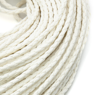 Шнур кожзам Плетеный Матовый 3 мм 1 м Белый