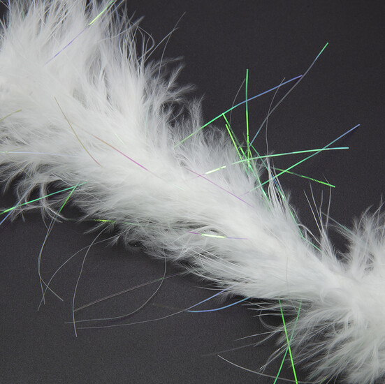 Пуховая нить из индюшиного пуха блестящая боа 2 м (+-12,5 г) 7 см нить 3 мм Белый