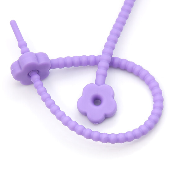 Стяжка силиконовая Цветок со стопом 20 см Фиолетовый