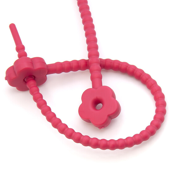 Стяжка силиконовая Цветок со стопом 20 см Розовый