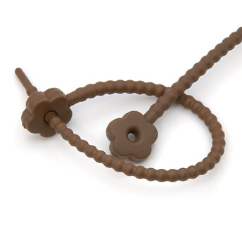 Стяжка силиконовая Цветок со стопом 20 см Коричневый